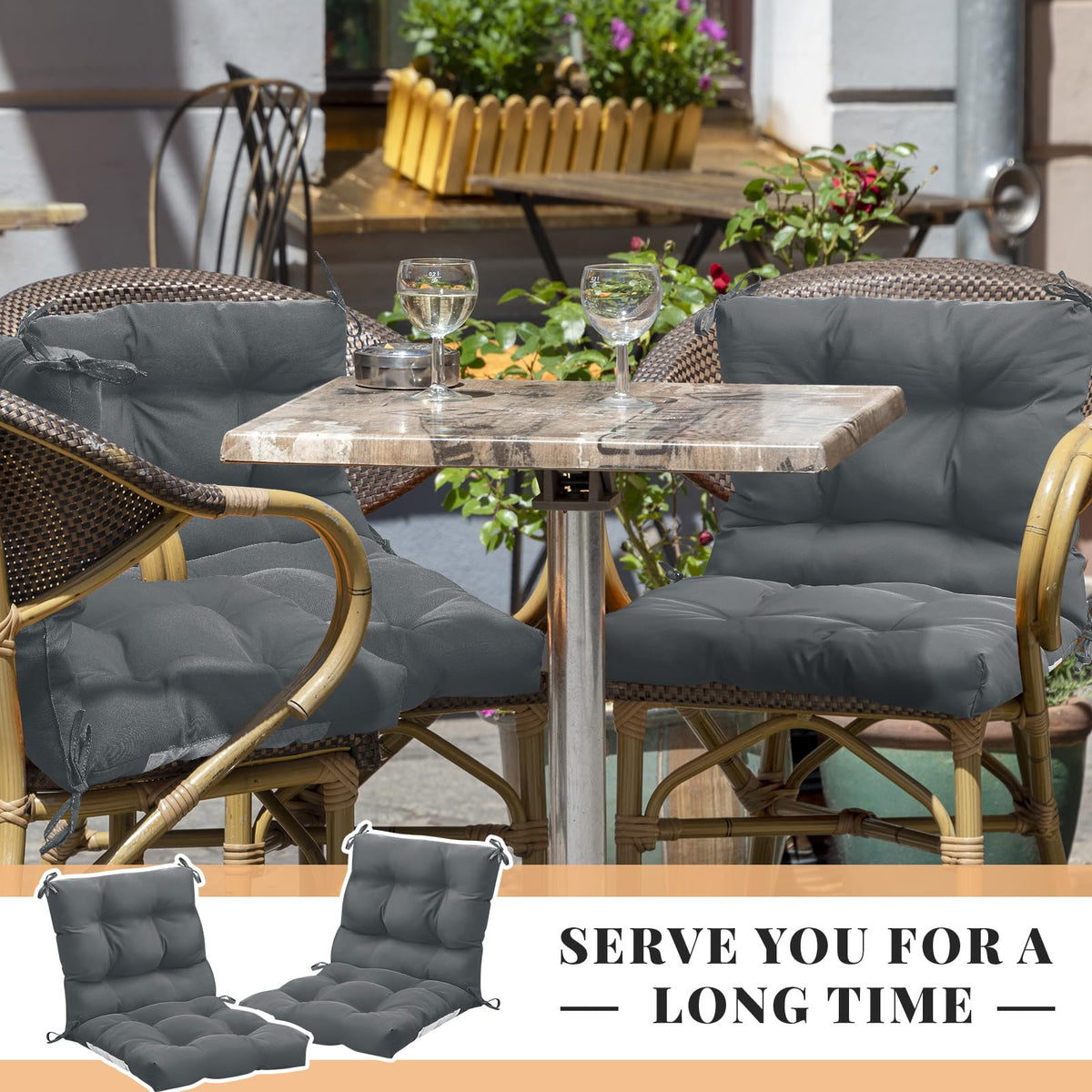 Versatile Marsui cushions suitable for indoor chairs or as floor seating.