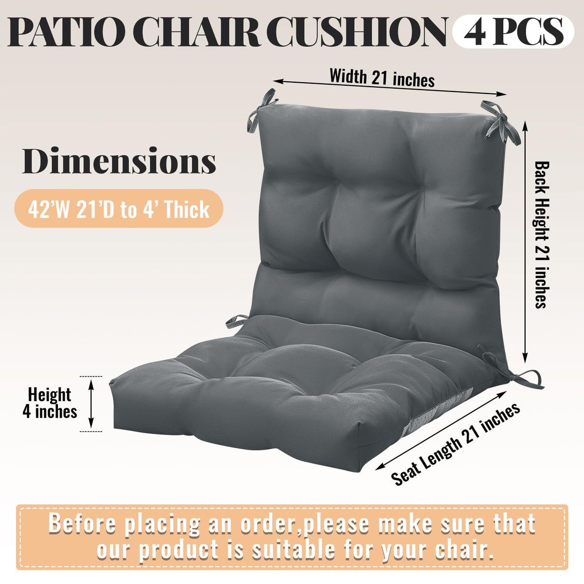 Marsui water-resistant patio cushions protect against light rain for outdoor use.