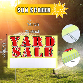 Marsui yard sale sign back view showing the double-sided design for more details.