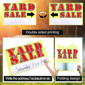 Marsui yard sale stake assembly demonstrates tool-free setup with metal stakes.