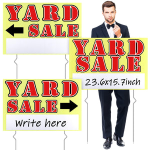 Marsui yard sale sign front view with bold colors for high visibility outdoors.