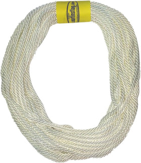 Martin's Flag 5/16-inch rope coiled, ready for outdoor flagpole use.
