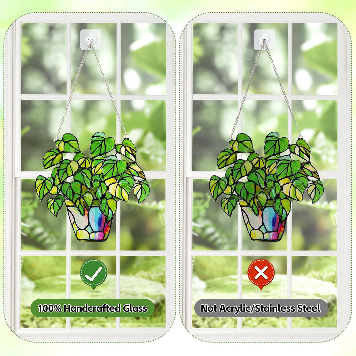 Ready-to-hang suncatcher with chain and hook for window display