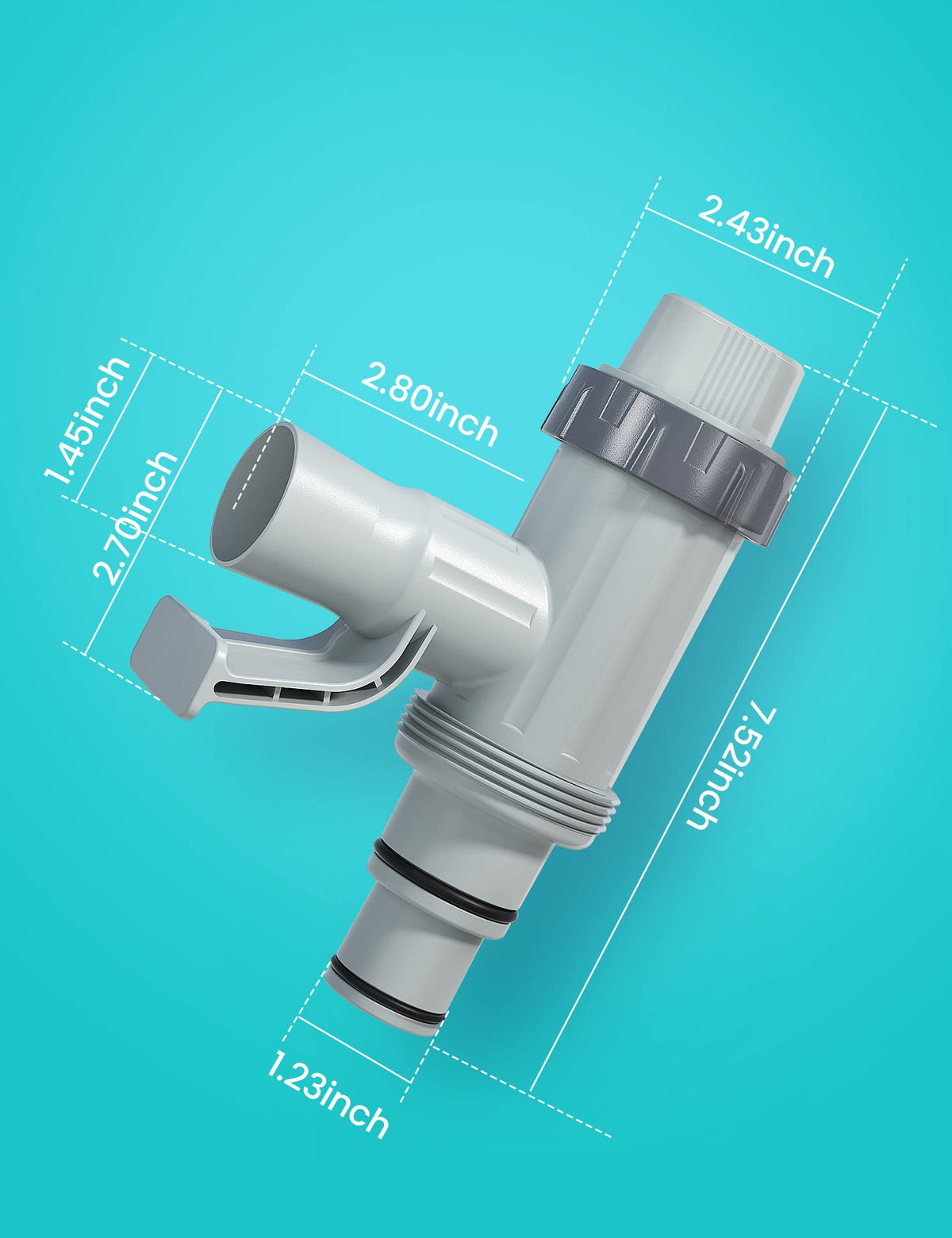 MASCARRY hose adapter and pipe holder ready for quick installation against pool wall.