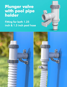 MASCARRY plunger valve pool holder enables fast water flow control during backwashing.