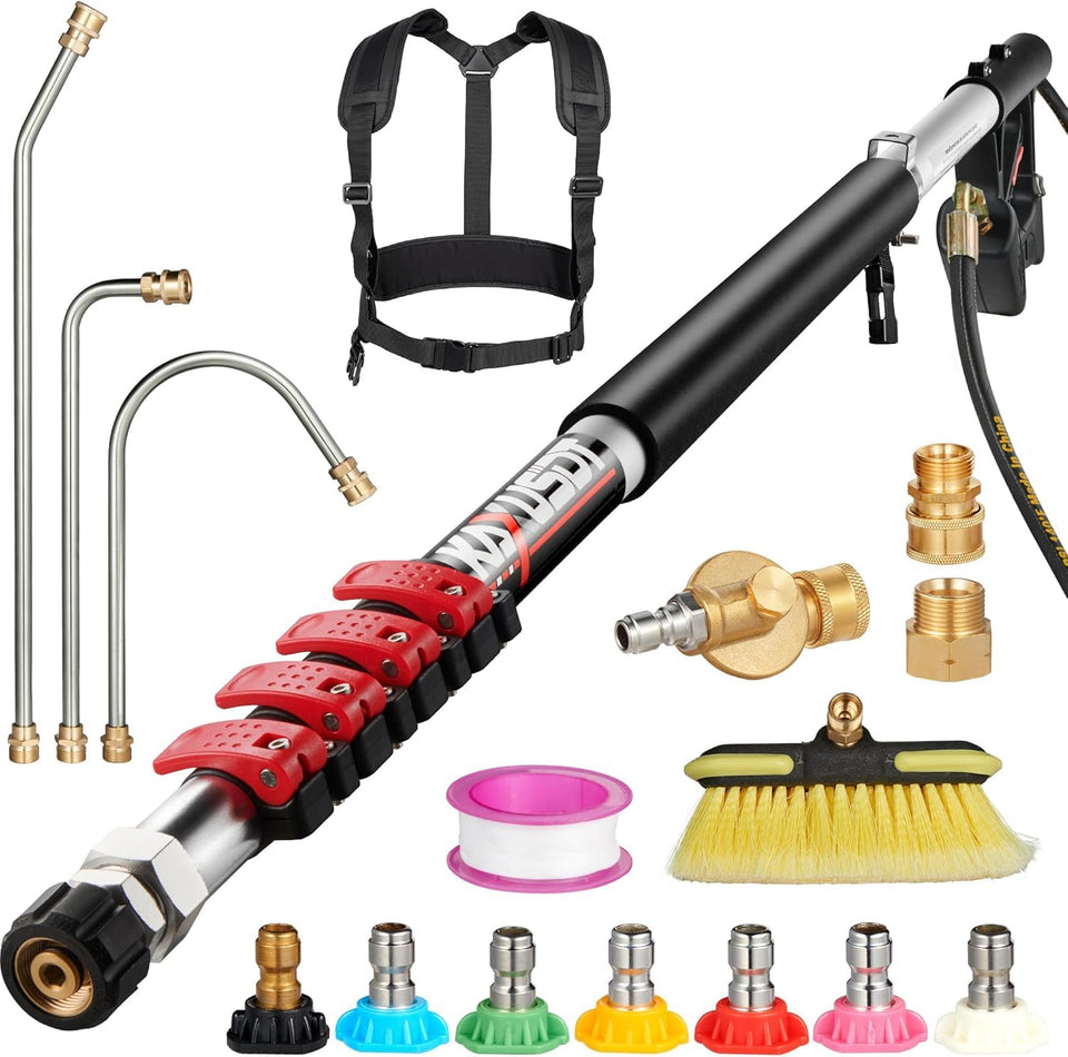 Masgole 24ft extension wand extended for ground-level cleaning