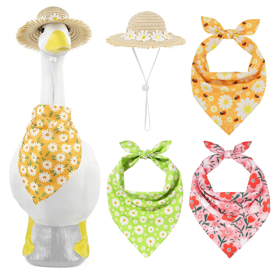 Mason Life porch goose outfits daisy hat adds playful spring charm.