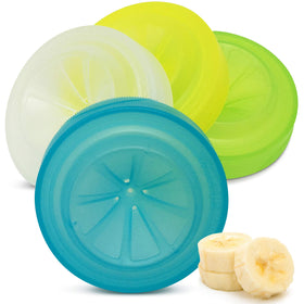 Masontops Trap Caps 4-pack shown on mason jars for fruit fly control