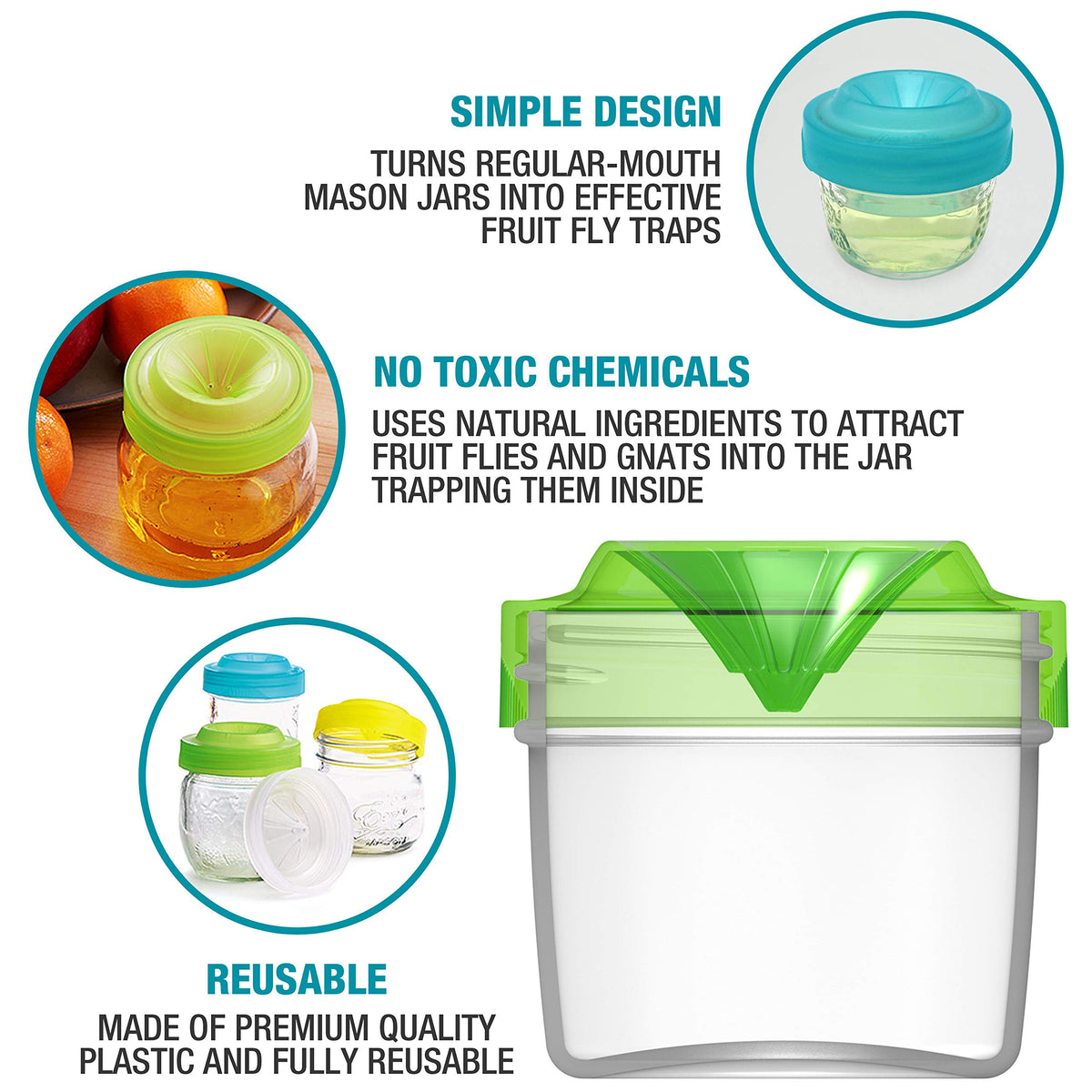 Masontops Trap Caps attached to a mason jar demonstrates universal fit