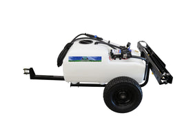 Master Mfg 36gal trailer broadcast sprayer for large-property coverage.