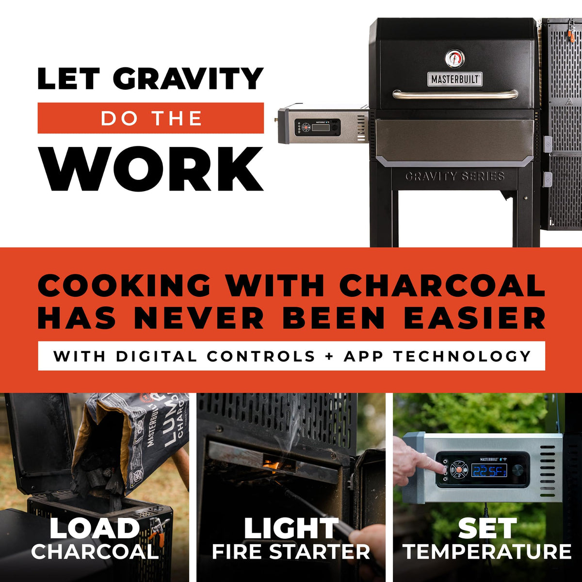 Masterbuilt Gravity Series 1050 digital control panel for precise temps
