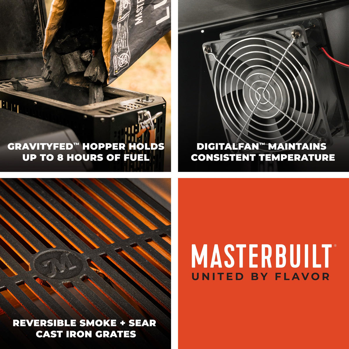 Masterbuilt Gravity Series 1050 reversible cast iron grates for searing and smoking