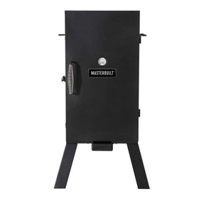 Masterbuilt MB20070210 30in smoker front view with three chrome racks for even smoking