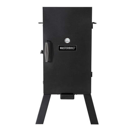 Masterbuilt MB20070210 30in smoker front view with three chrome racks for even smoking