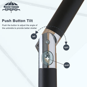 Mastercanopy detachable pole and crank enable quick setup and storage.