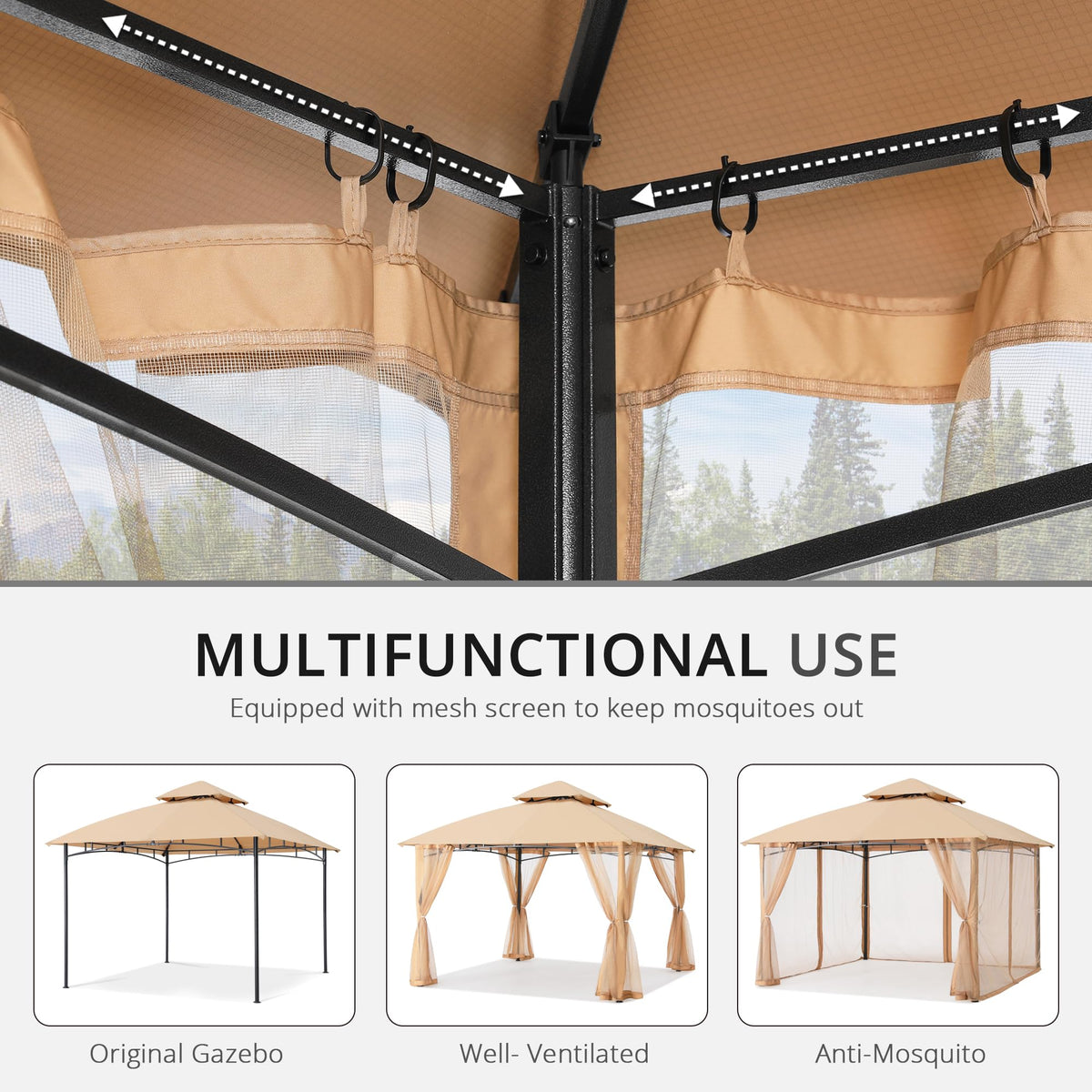 MASTERCANOPY dimension 11-5x11-5x7-2ft fits 10x10 gazebos.