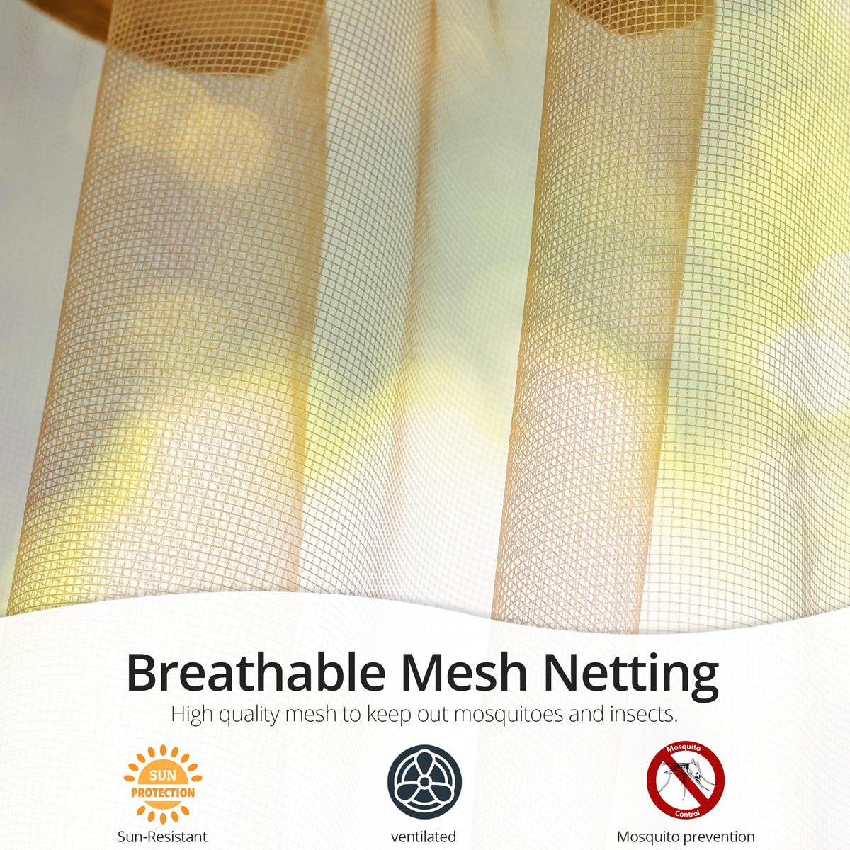 MASTERCANOPY durable polyester fabric resists wear while keeping insects out.