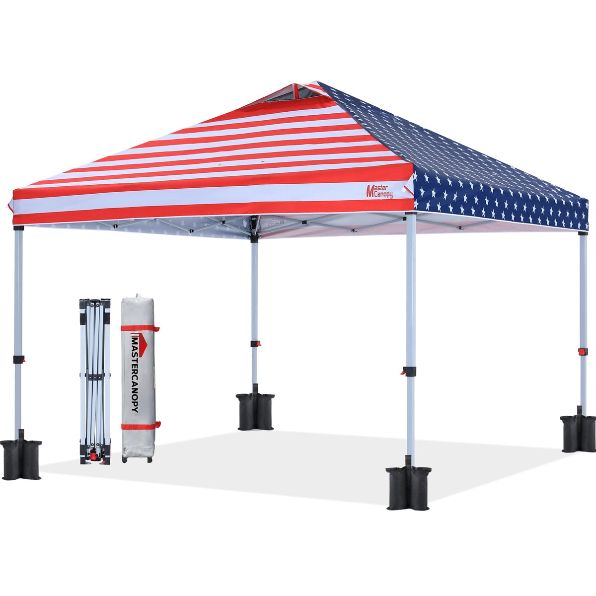 MASTERCANOPY durable pop-up tent with roller bag for easy setup and transport.