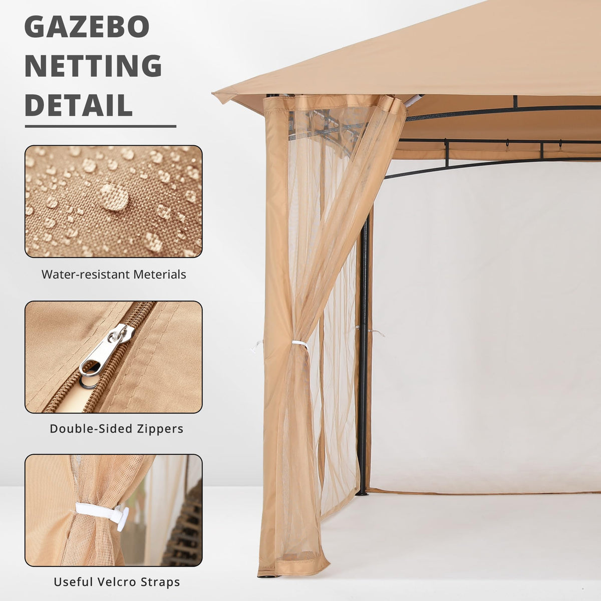 MASTERCANOPY netting wall zipper access on each side for easy entry.
