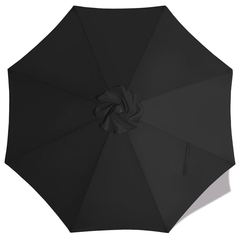 MasterCanopy replacement canopy in black, 9ft for 8-rib umbrellas, provides shade and UV protection.