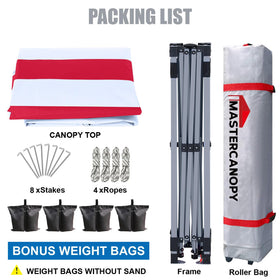 MASTERCANOPY includes roller bag for convenient transport and storage on the go.