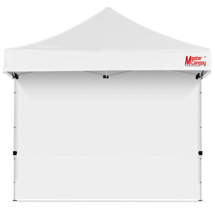 MasterCanopy SunWall sidewall attached to a 10x10 canopy for shade and wind protection