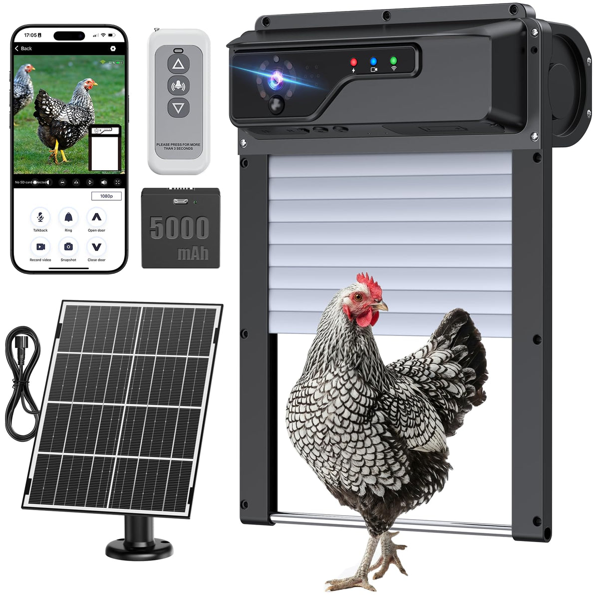 MASTERFUN automatic door with camera for coop remote access.