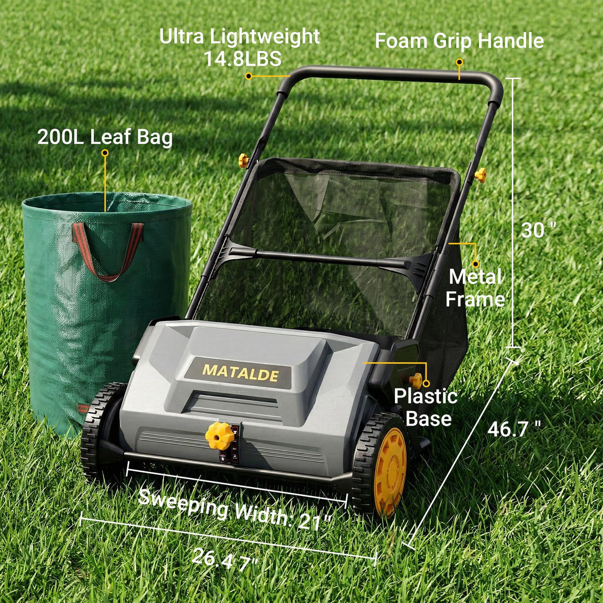 Matalde collection hopper 103L close-up for large-capacity debris