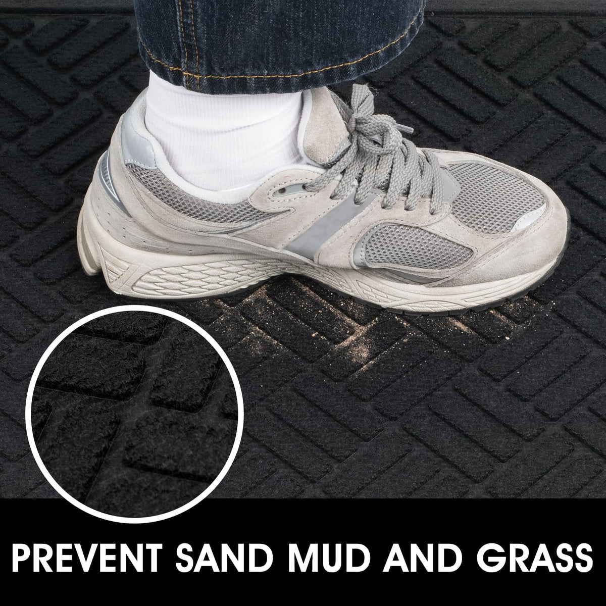 MATALL absorbent outdoor-indoor mat stops mud from entering homes.