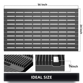 MATALL non-slip backside on gray mat prevents slips in windy entrances.