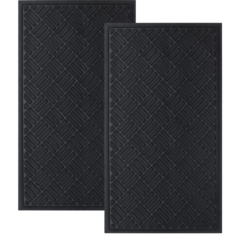 MATALL front door mat two-pack welcomes guests while trapping dirt.