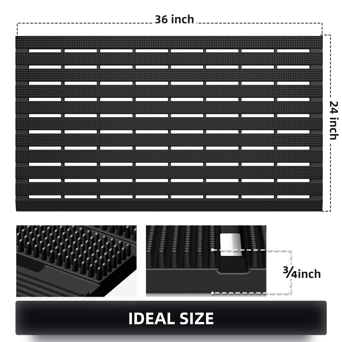 MATALL heavy-duty TPE mat with anti-slip backing stays stable in wet conditions.