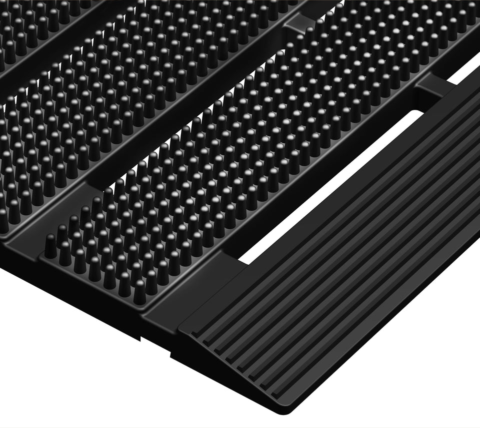MATALL outdoor door mat with interlocking connectors covers wide entryways for high-traffic use.