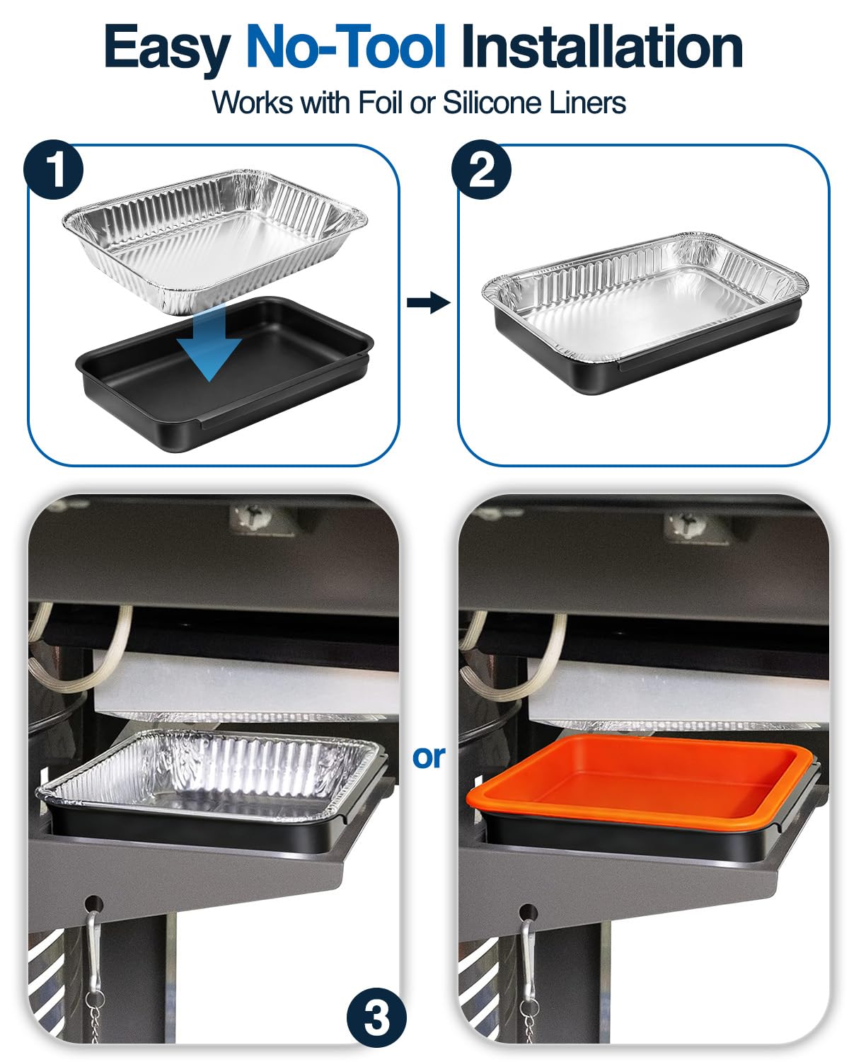 High heat ready Matchwaves catch pan maintains shape during grilling.