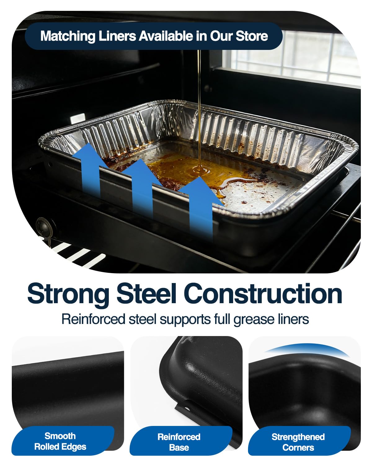 Matchwaves catch pan on Weber Summit with rust resistant coating.