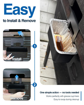 Matchwaves grease cup makes clean-up easier and less messy after grilling