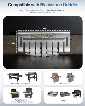 Matchwaves Grease Gate blocker side view highlighting two-sided design for flexible cooking
