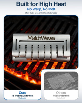 Matchwaves Grease Gate blocker silver finish adds a modern look to the griddle