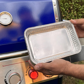 Matchwaves heavy-duty aluminum drip pan liner provides leak-proof grilling and clean surfaces