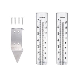 Mateda rain gauge 7-inch capacity mounted on ground for precise outdoor data.