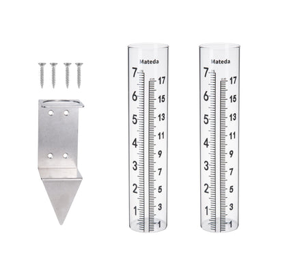 Mateda rain gauge 7-inch capacity mounted on ground for precise outdoor data.