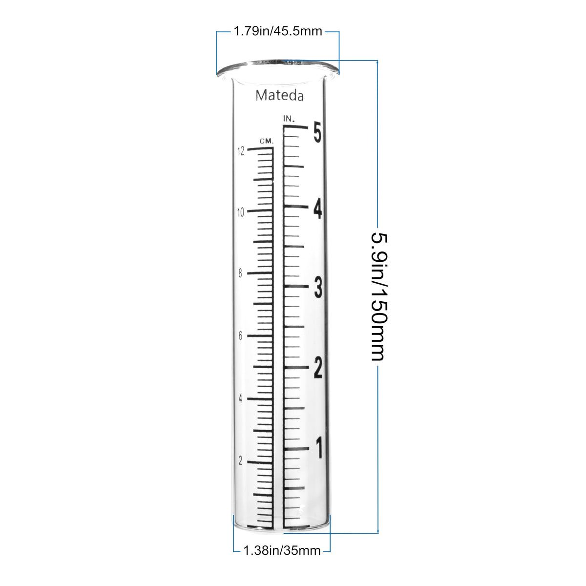 Mateda rain gauge lip design detail for stable mounting in wind
