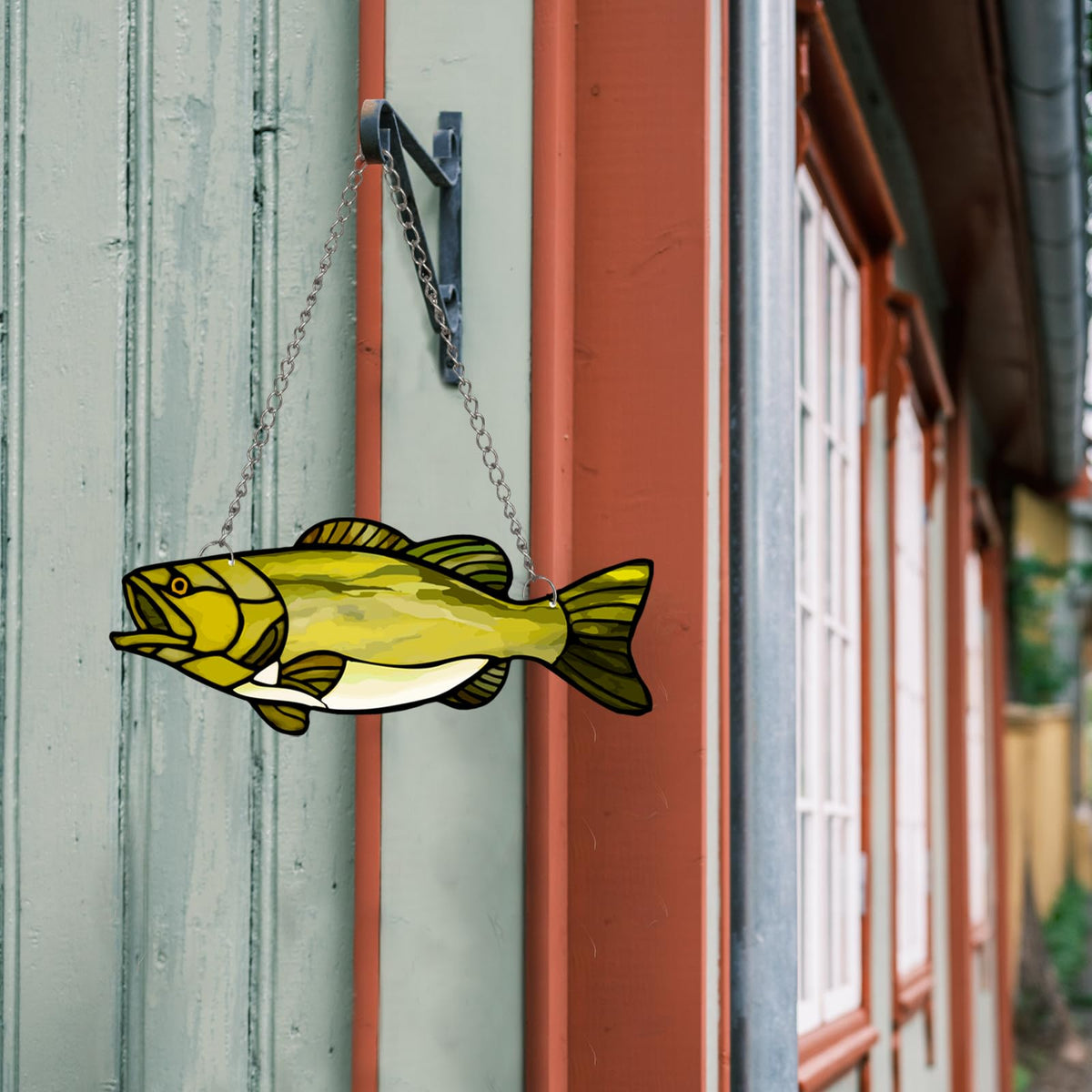 MATIHAY lake house decor bass painting with glossy finish for entryways or hallways.