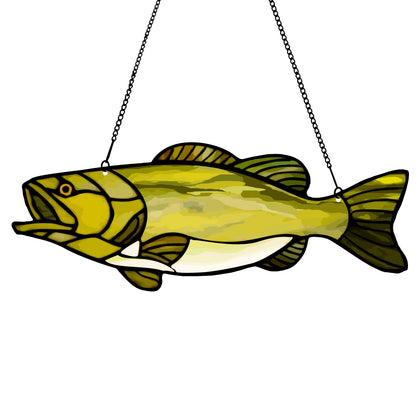 MATIHAY Largemouth Bass acrylic window hanging with lifelike bass detail elevates lake house decor.