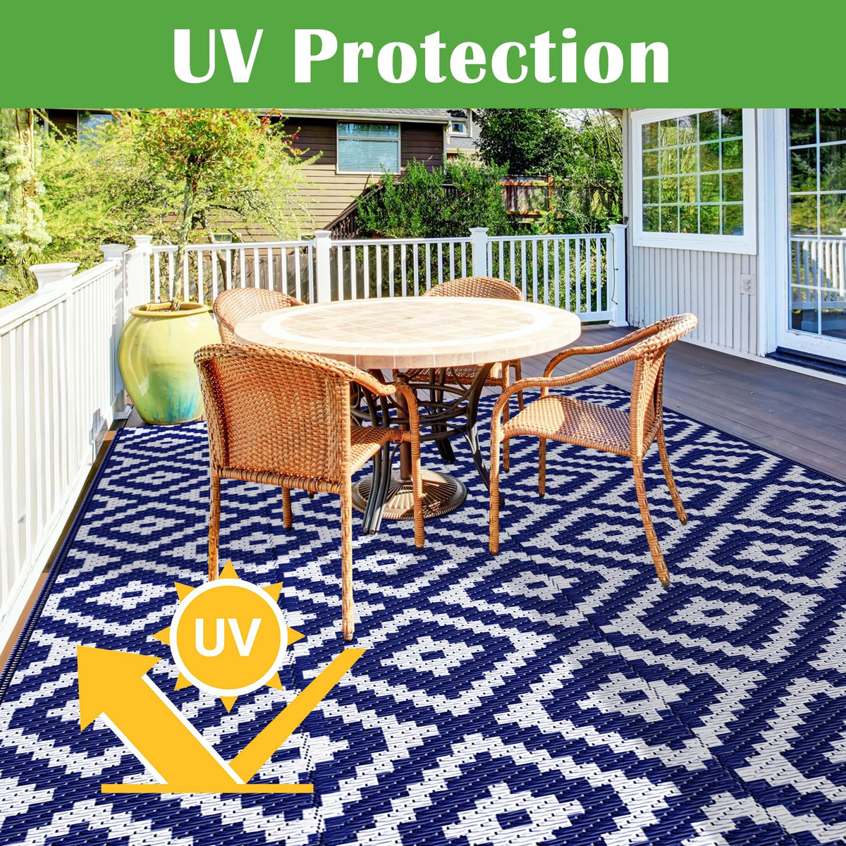 Mattitude double-sided pattern offers versatile styling for patios and decks