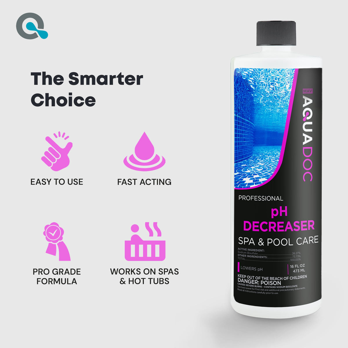 Measuring and dosing MAV AquaDoc pH Decreaser around the spa for precise adjustment.