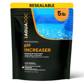 MAV AquaDoc pH Up bottle pour shows easy dosing for balanced pool water