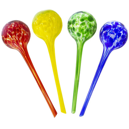Maxam Wyndham House watering globes with colorful bulbs hydrate plants gently.