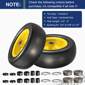 MaxAuto tire on wheel close-up highlights smooth tread and front mower use