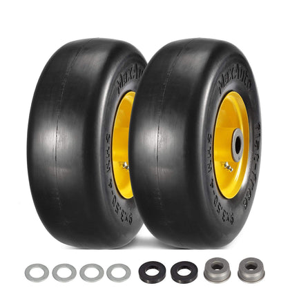 MaxAuto 9x3-50-4 flat-free tire front view for zero-turn mowers